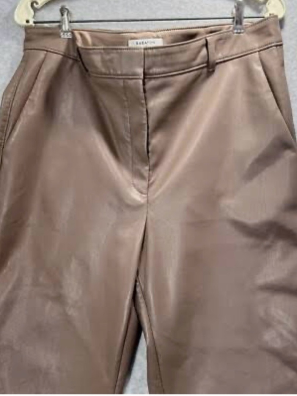 Babaton Brown Faux Leather High-Waist Pants